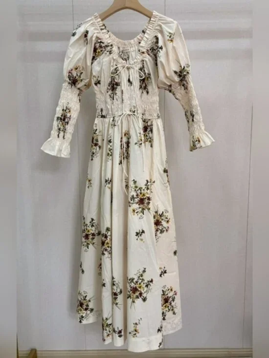 DOEN Kaira shirred floral-print organic cotton-poplin midi dress - Picture 8 of 14